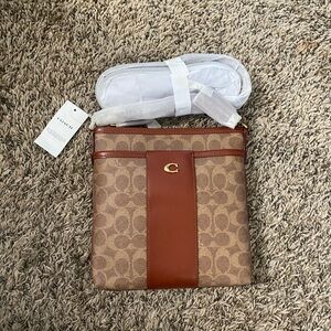 Coach Tan and Brown Signature Messenger Bag
